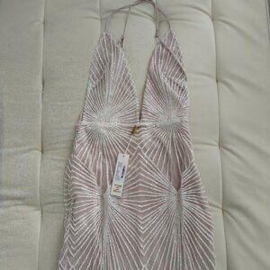 NEW Women's XS MESHKI KAYDA JEWELLED MIDI DRESS